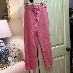 ZARA Pink High-Rise Straight Leg Jeans